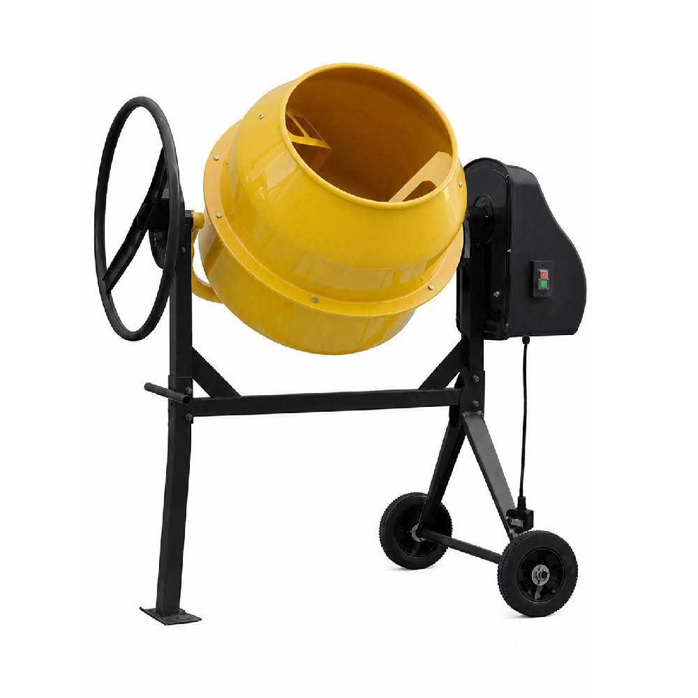 Electric Portable Cement Concrete Mixer With Wheels | 140l | Yellow