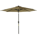 2.7m Patio Led Umbrella W/ Tilt/crank | Brown