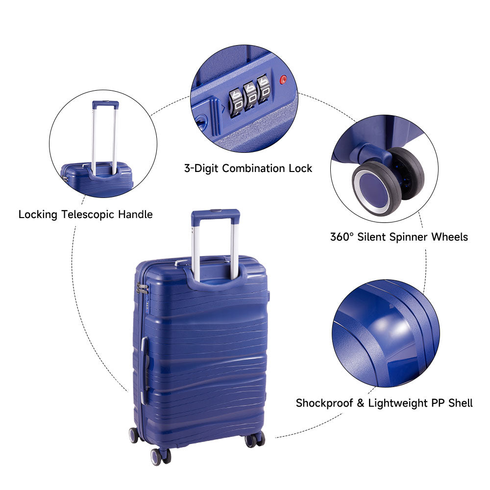 Lockable Travel Suitcase Set | Set of 4 | Navy Blue