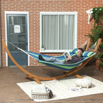 Outdoor Hammock W/ Wooden Stand, Blue