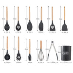 11-piece Silicone Kitchen Utensil Set For Nonstick Cookware | Dark Grey