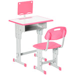 Kids Desk And Chair Set W/ Drawer, Book Stand, Pen Slot | Pink