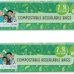 Compostable Resealable Zip Lock Bags Large  2.5 Litre | Set of 2 | White