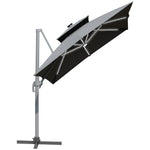 3m Cantilever Parasol W/ Solar Led, Crank, Cross Base