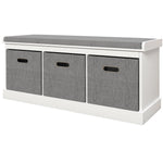 Shoe Bench With Seat With Fabric Drawers Shoe Storage Bench | One Size | White