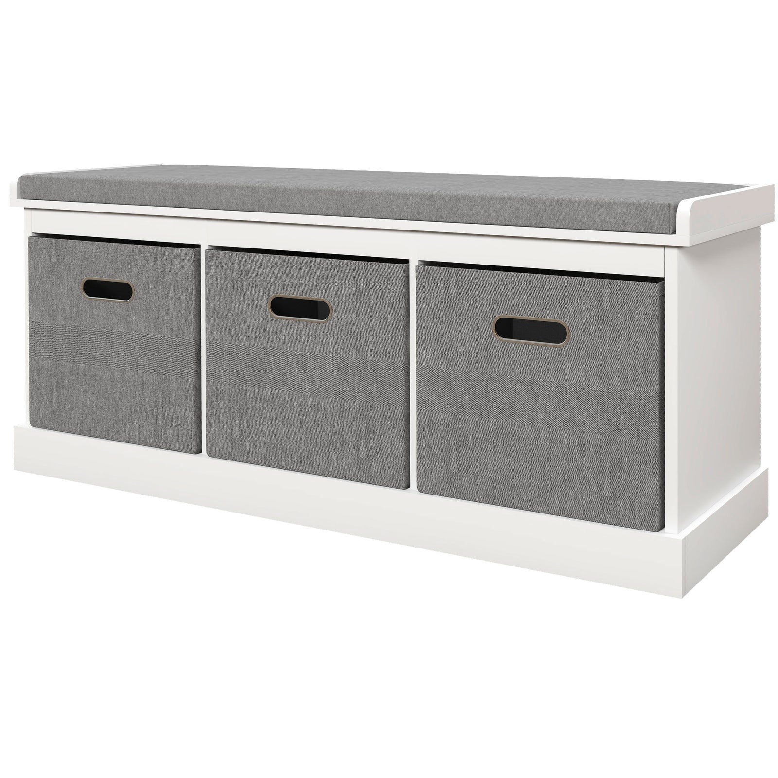 Shoe Bench With Seat With Fabric Drawers Shoe Storage Bench | One Size | White