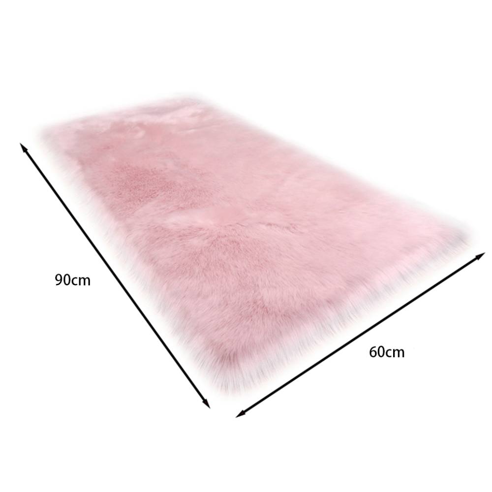 Rectangular Fluffy Shaggy Area Rug Pink Super Soft Plush Carpet For Bedroom | Small | Pink