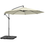 3(m) Garden Banana Parasol Cantilever Umbrella w/ Base Weights & Cover | Beige