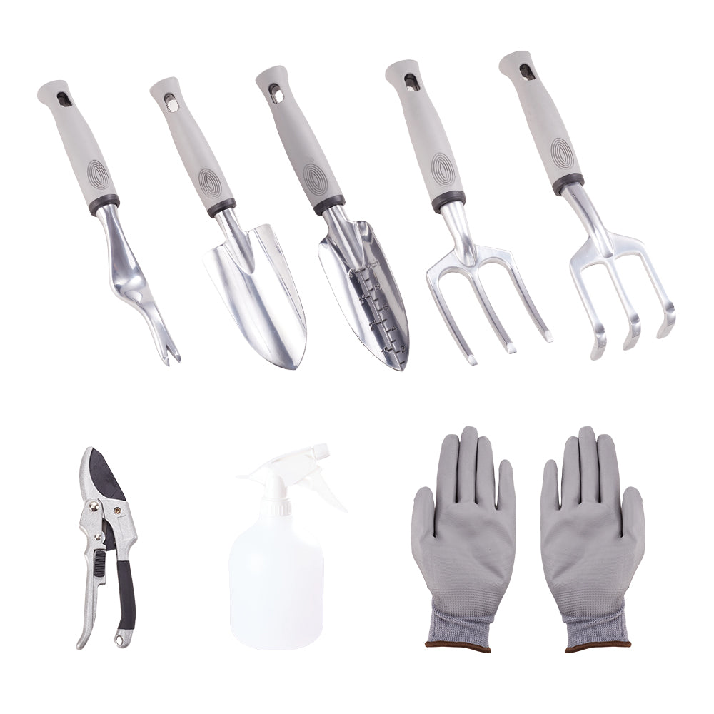 8-piece Garden Tool Set With Storage Bag – Aluminium Alloy Hand Tools For Planting, Weeding, Pruning, And Spraying