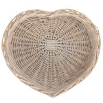 Wicker White Wash Heart Shaped Tray | Medium | White