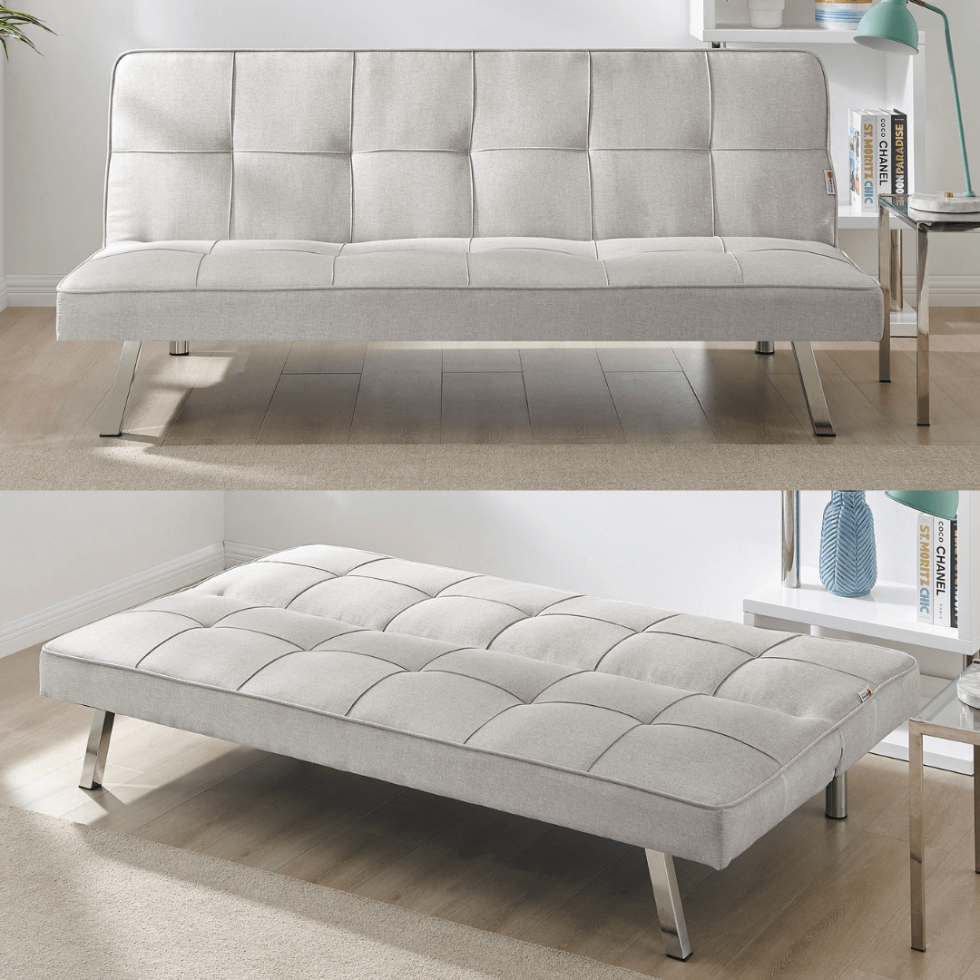 Click Clack Linen Blend Sofa Bed - 3 Seater | Cream