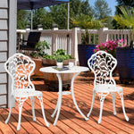 Bistro Set Garden Coffee Table Chair Outdoor Dining Set | White