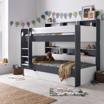 Olly Storage Bunk Bed Without Drawer With Spring Mattresses | Single | Grey