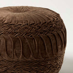 HOMESCAPES Sofia Pleated Velvet Pouffe