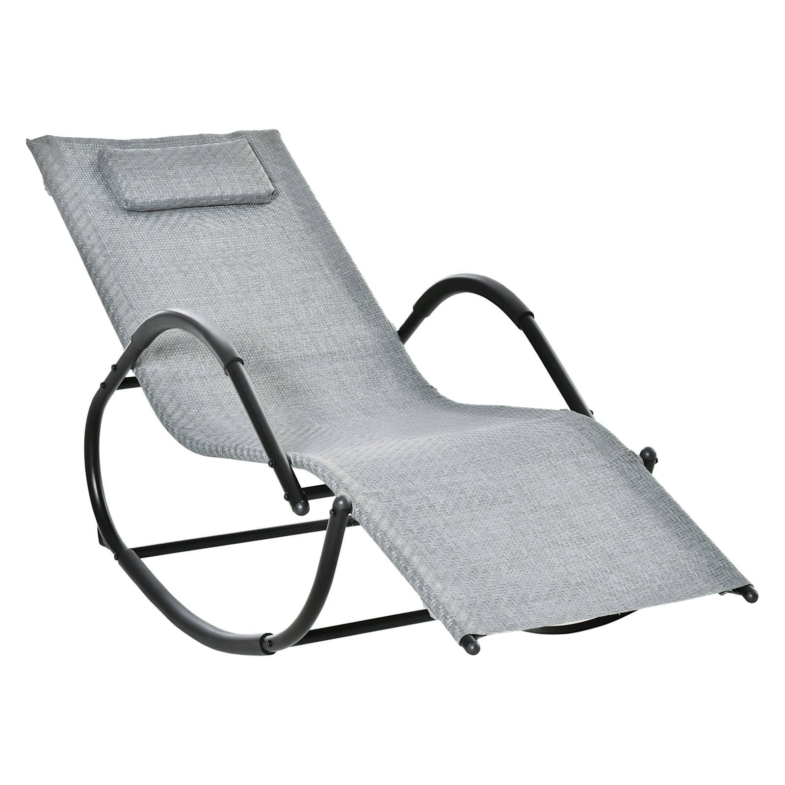 Zero Gravity Rocking Lounge Chair With Pillow | Grey