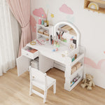 Girls Dressing Table With 2-colour Led Mirror And Stool | White
