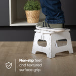 Compact Folding Step Stool With Non-slip Surface | White