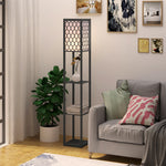 Modern Floor Lamp Light With 4 Tier Storage Shelves Fabric | One Size | Black
