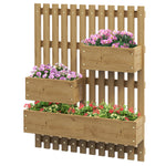 Wall-mounted Planter With Trellis And 3 Boxes | Chocolate