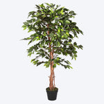 Artificial Handcrafted Ficus Tree With Real Wood Trunk | 4ft | Green