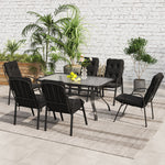 7-piece Dining Set, Rectangular Table & 6 Chairs, Black