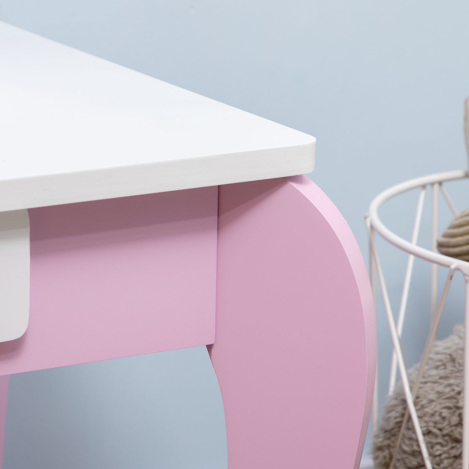 Kids Dressing Table With Mirror And Stool, For Ages 3-6 Years - Pink | Pink