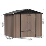 Metal Garden Shed 4x6ft/6x8ft Outdoor Storage Yard Tool Shed Tool Box Lockable | Large | Brown