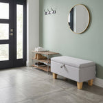 Modern Linen Upholstered Storage Bench | Grey