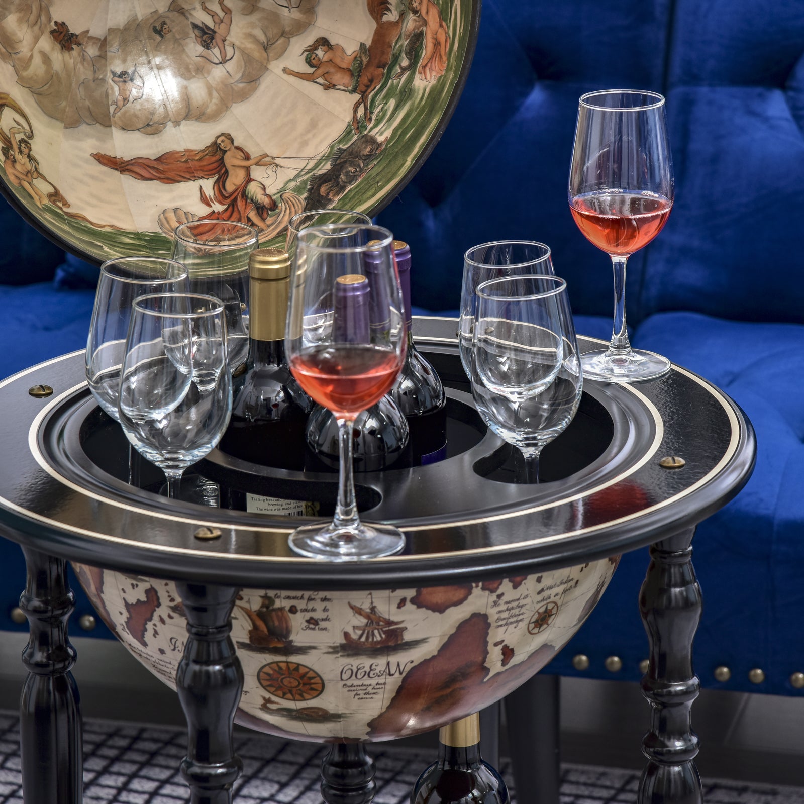 Globe Drinks Cabinet, Wood Frame