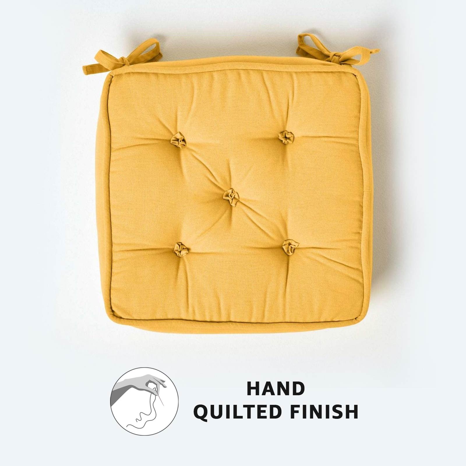 Cotton Dining Chair Booster Cushion | 40cm x 40cm | Mustard