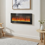 40/50/60-inch Wall Mounted & Recessed Led Electric Fireplace With 12 Flame Colors, Adjustable Brightness & Remote Control | Small