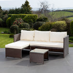 Aleria Left Hand Facing Rattan Corner Sofa And Table | Cream