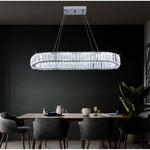 Modern Crystal Oval Led Pendant Light | One Size | Silver