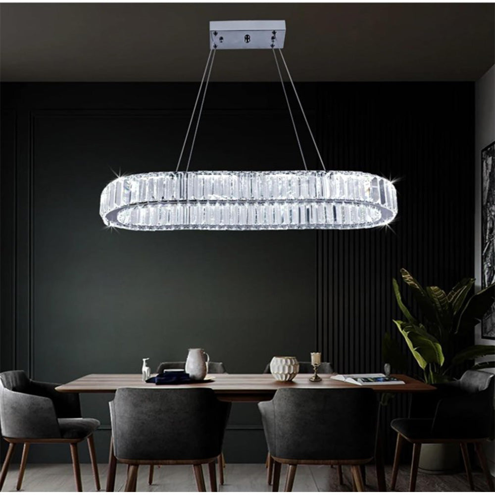Modern Crystal Oval Led Pendant Light | One Size | Silver