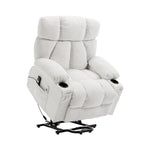 Electric Power Lift Recliner Chair With Heat & Massage, Chenille Fabric Recliner | White