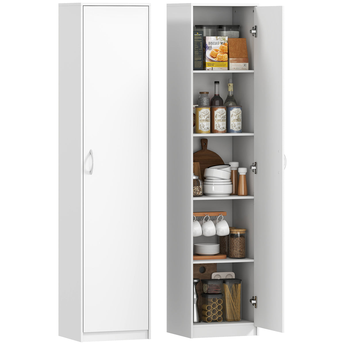 HOMCOM 5-tier Pantry Storage Cabinet With Adjustable Shelves For Dining Room