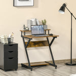 Home Office Desk With Storage, Gaming Table, Brown | Small | Brown