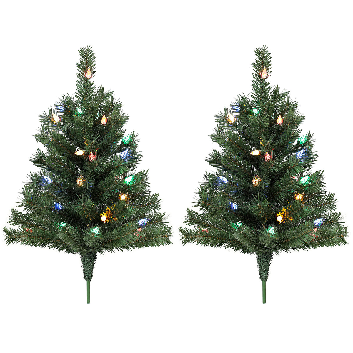HOMCOM 60 Cm Prelit Christmas Tree, 2 Packs, 130 Tips, Ground Stakes, Green
