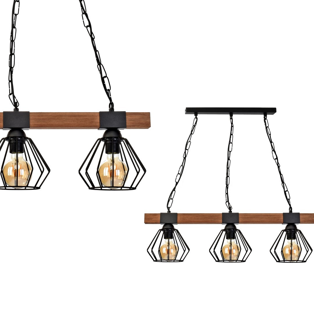 Ulf Hand Made Wall Lamp Matt Black Cage Natural Wood Rugged Industrial Chic