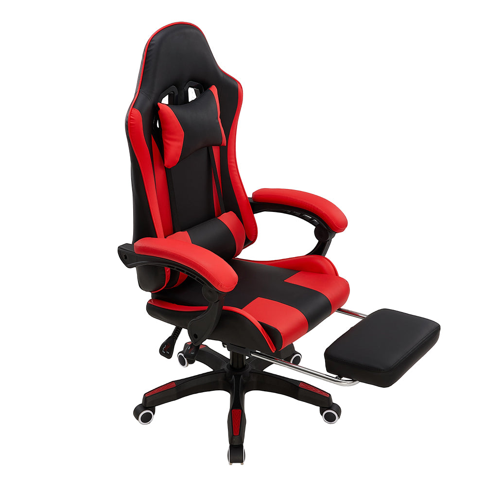 Rgonomic Gaming Chair With Adjustable Height & Backrest Office Computer Chair With Footrest And Pillow | Red