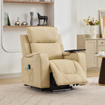 Byron Electric Riser Recliner Chair With Massage And Heat, Drink Cooler, Table | Cream