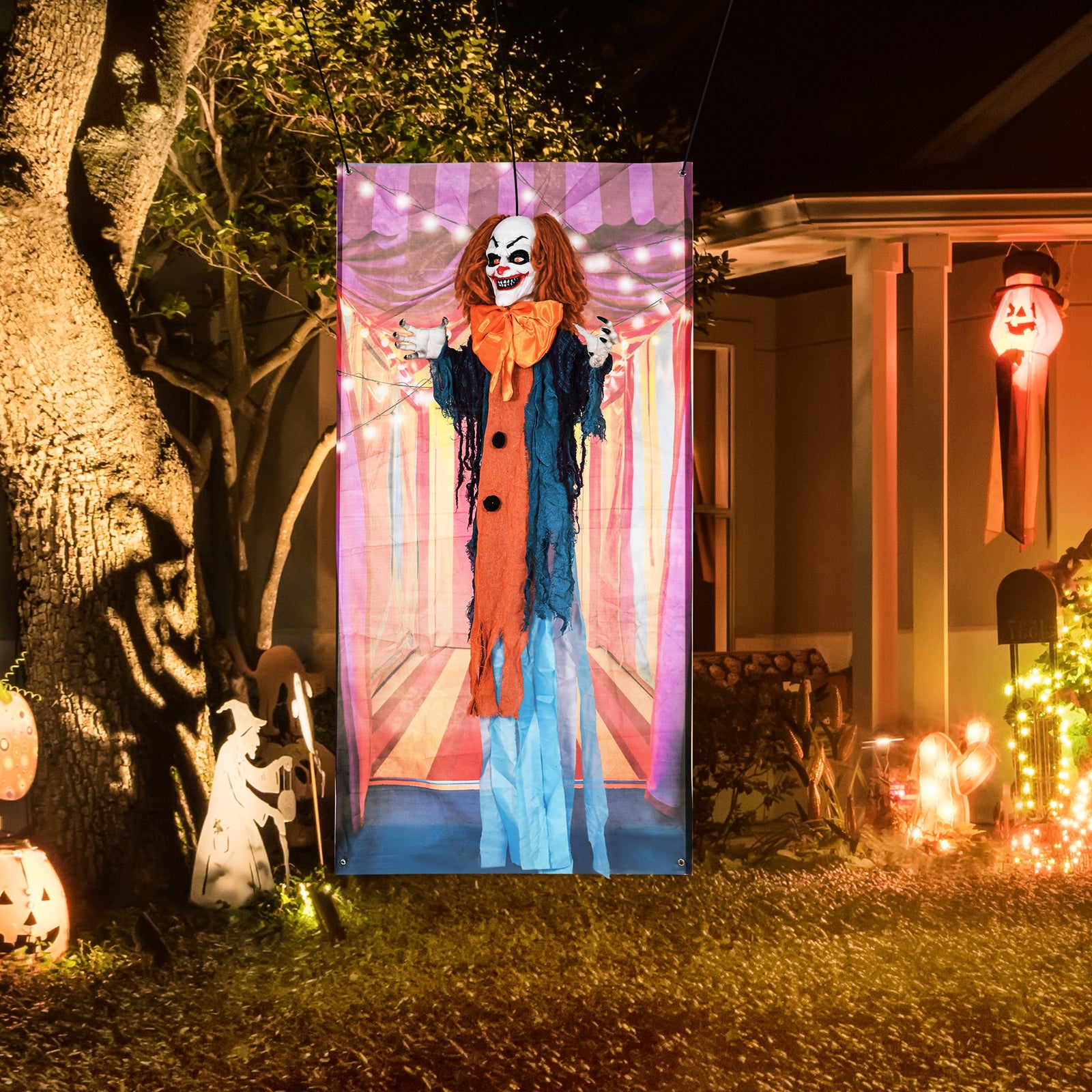Circus Clown Halloween Decoration, Outdoor Animated Prop For Party