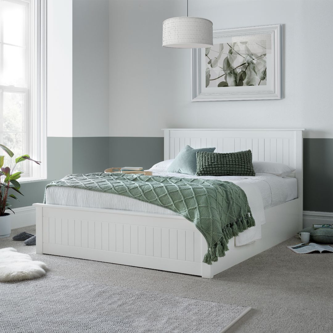 Dawson Wooden Ottoman Bed | Double | White