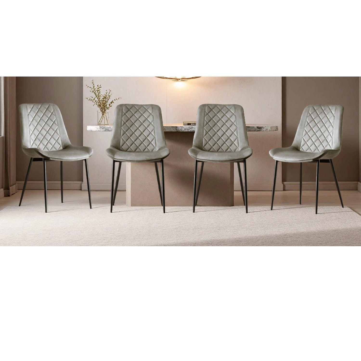 Amelia Velvet Comfort Dining Chairs | One Size | Grey