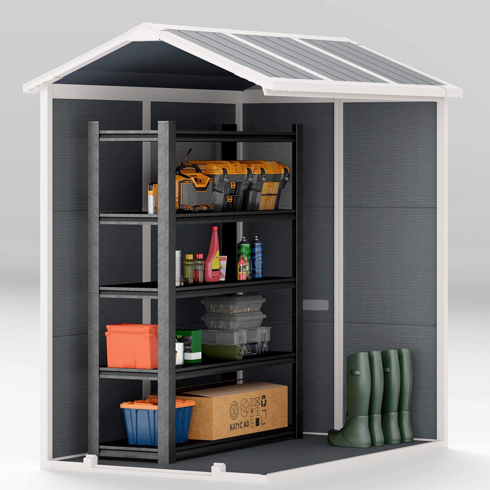 4 X 6ft Plastic Garden Shed W/ Floor, Window And Door