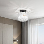 Modern Crystal Ceiling Light D15×h17cm Fixture With Iron And Glass Crystal Lampshade