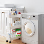 Slim Rolling Storage Cart Corner Storage Rack Shelf Plastic | Small | White