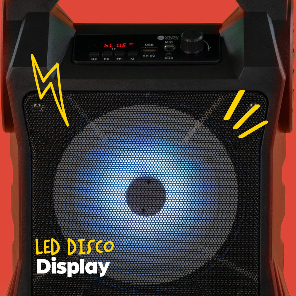 Wicked Gizmos Karaoke Boombox Portable Speaker With Mic Led Lights Bluetooth