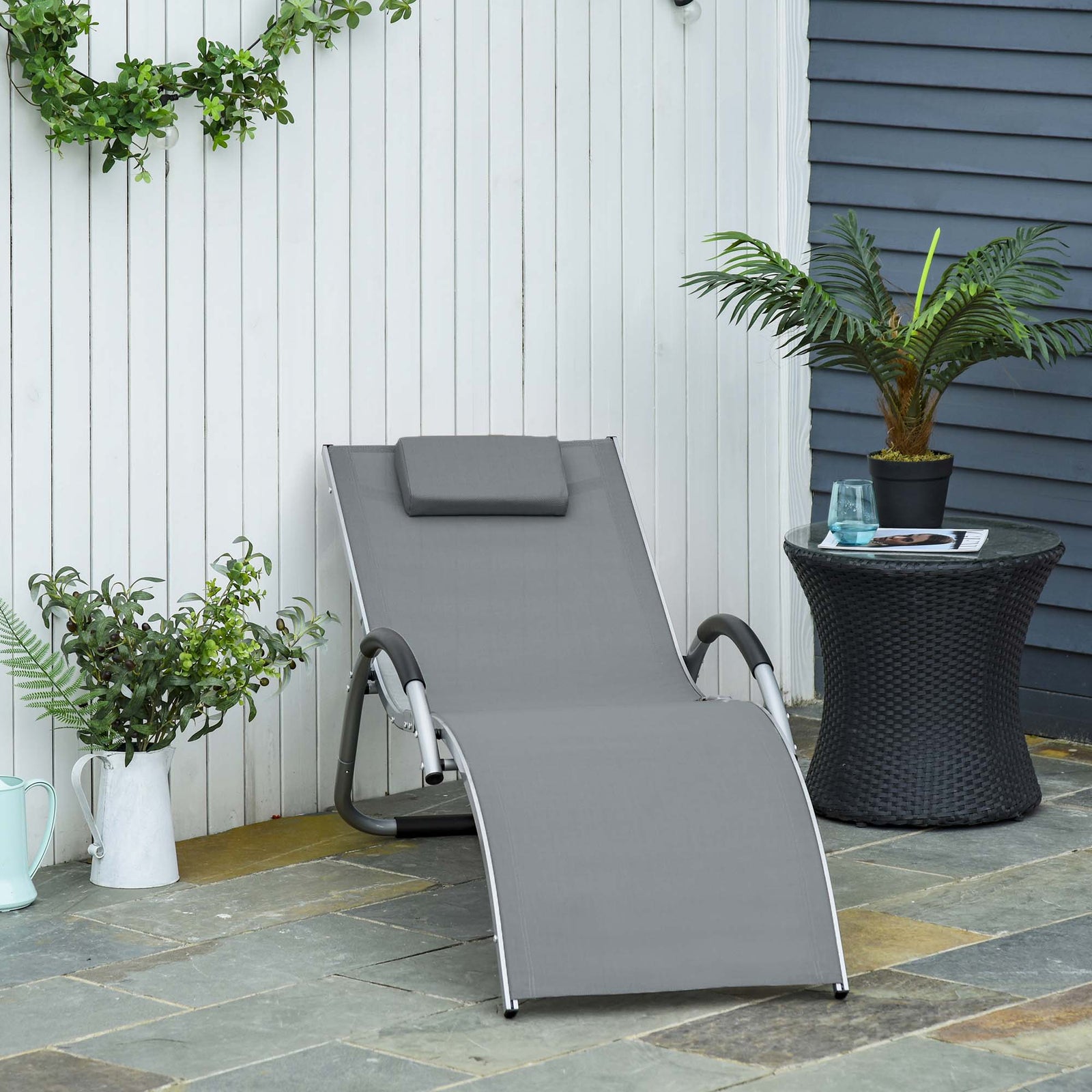Lounger Chair W/ Removable Pillow | Dark Gray