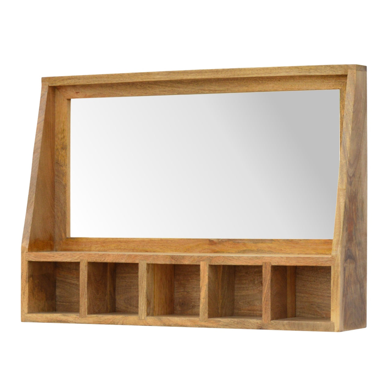 Solid Wood 5 Slot Floating Unit With Mirror